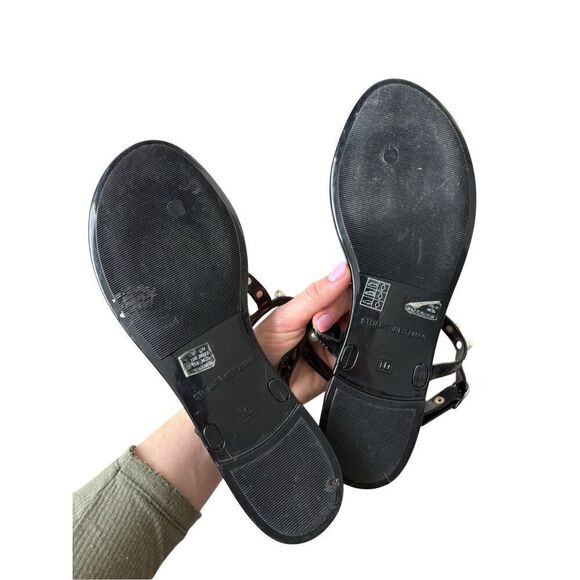 Stuart Weitzman Women's Goldie Jelly Sandals size 10 Black Pearls Slingback - Picture 6 of 9